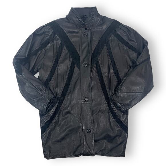 ❌SOLD❌Vintage MILAN LEATHERWEAR long black leather and suede jacket - Picture 7 of 13